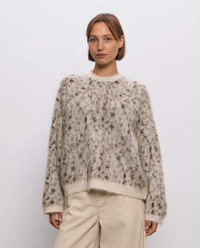 Brunello Cucinelli Бежевый свитер с шерстью в леопардовый принт M2I242500P