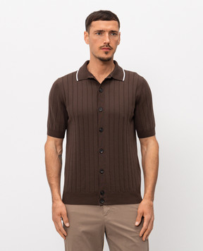 Peserico Коричнева сорочка в рубчик з короткими рукавами R59521F189173R