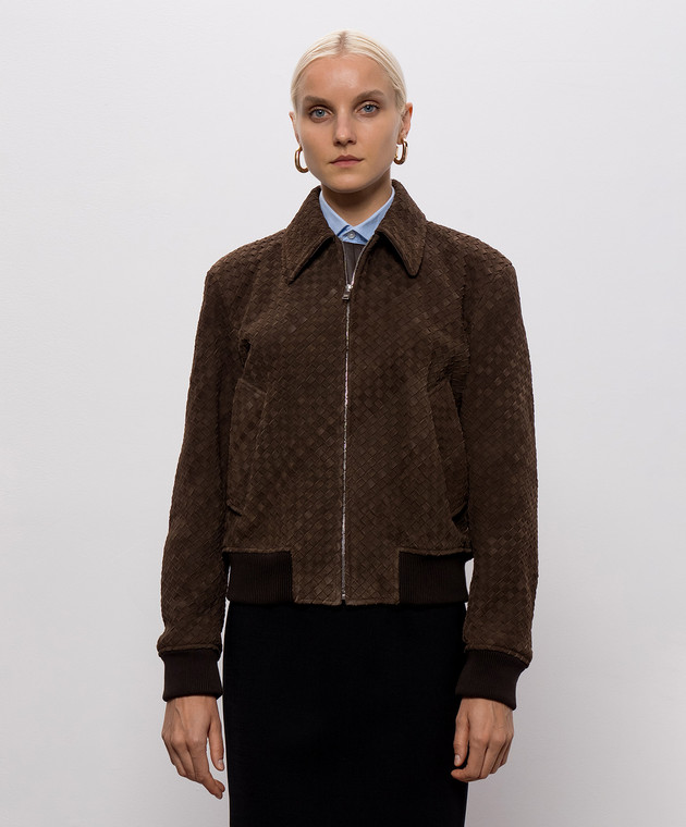 Bottega Veneta Коричнева замшева куртка 875155V6QU0 зображення 3