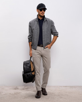 Brunello Cucinelli Синє поло з окантуванням M29800125