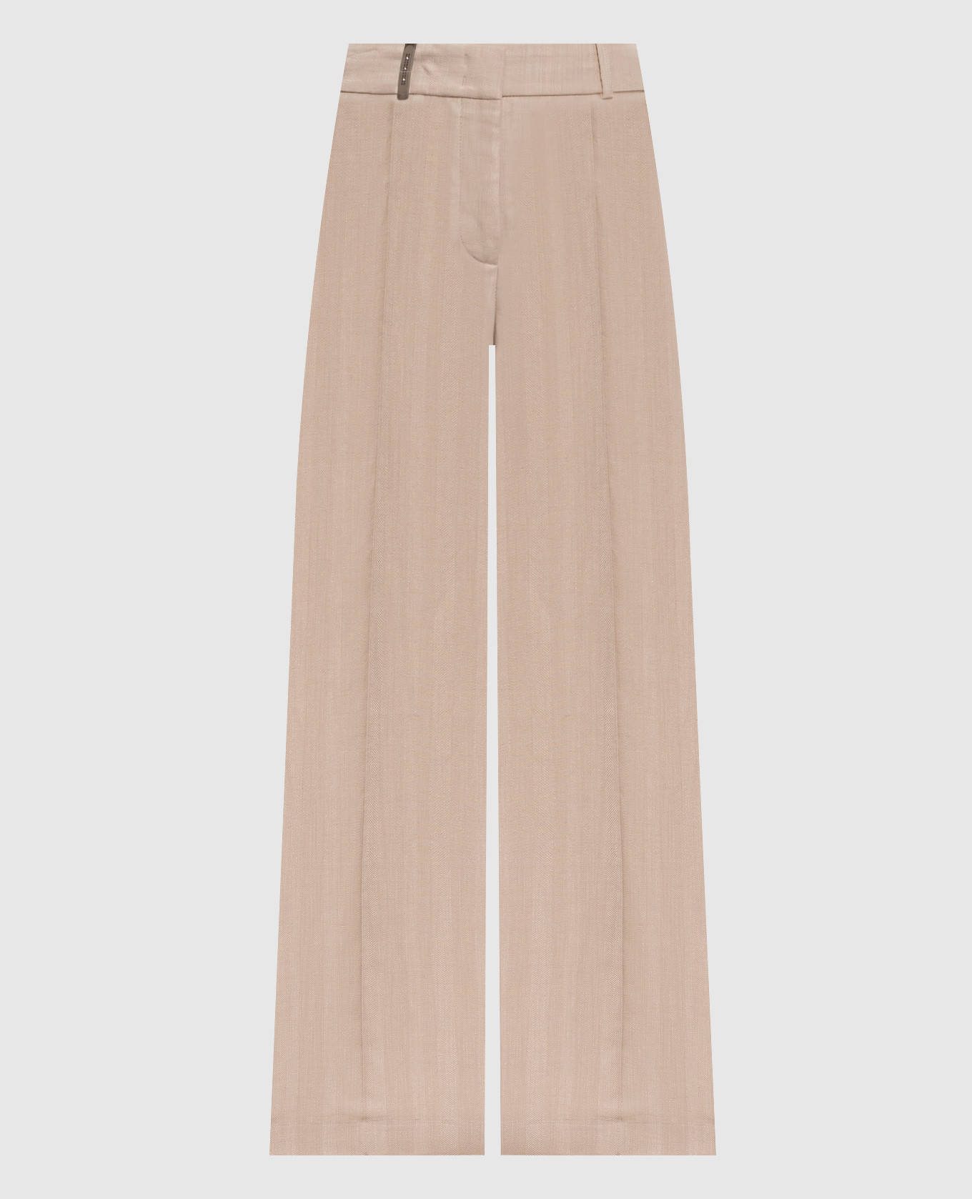 Бежеві штани з льоном з патчем