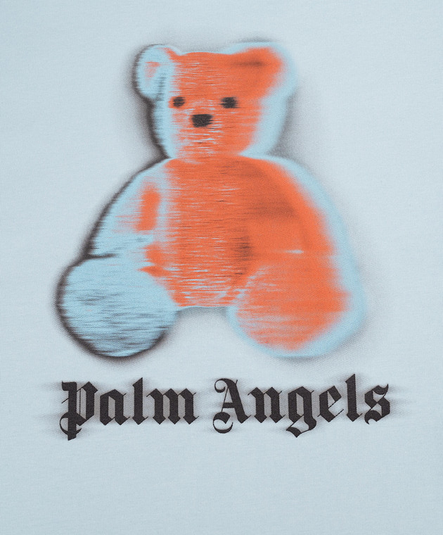 Palm Angels Дитяча блакитна футболка Blurred Bear PBAA003S26JER005 зображення 3