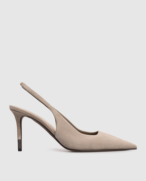 Brunello Cucinelli Бежеві замшеві слінгбеки MZSFC3256