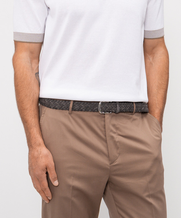 Pini Parma Сірий замшевий ремінь з плетінням BELTBRAIGR зображення 2