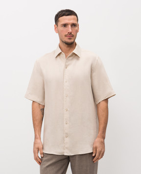 Agnona Бежева сорочка з льону TD09U5YU3049