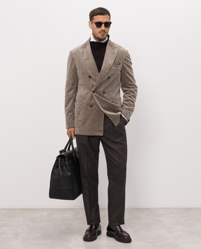 Brunello Cucinelli Брюки коричневого цвета из шерсти M038PE1710