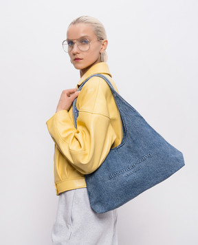 Alexander Wang Синя джинсова сумка-хобо з фактурним логотипом 20226K64T