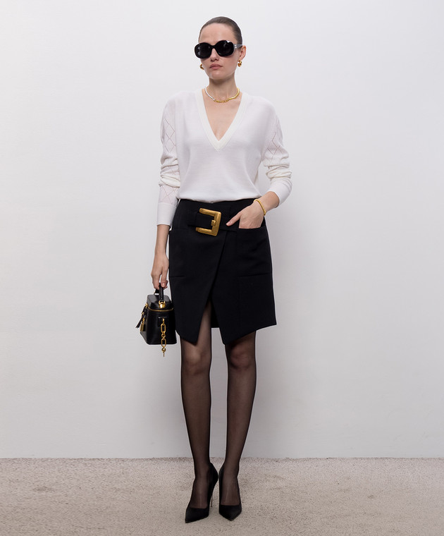 Balmain Пуловер из шерсти цвета айвори HF1KB045KJ99 изображение 2