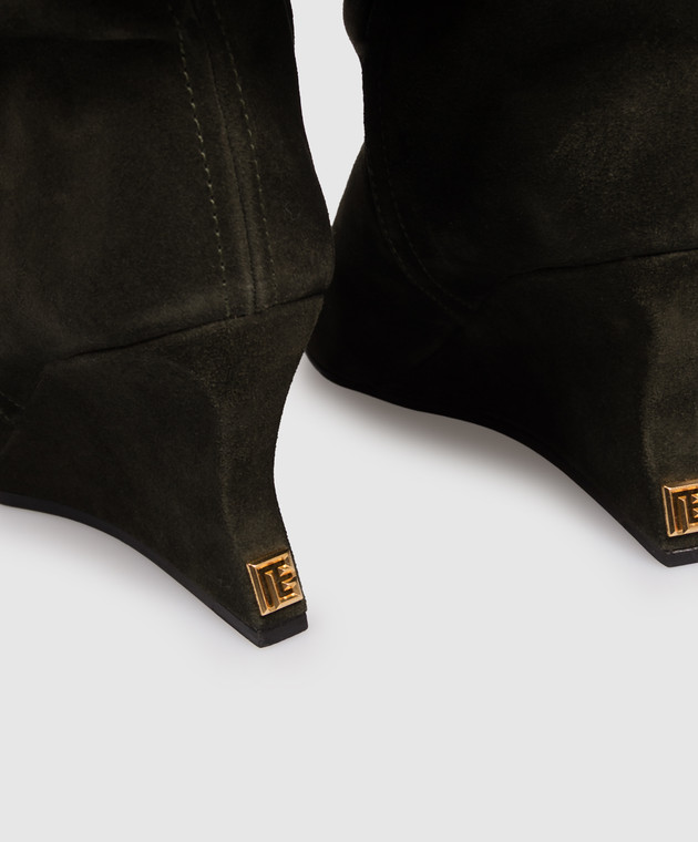 Balmain Зеленые замшевые ботильоны на танкетке HN1TA181LCTA изображение 5