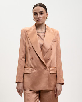 Peserico Розовый двубортный жакет с льном E0122306800