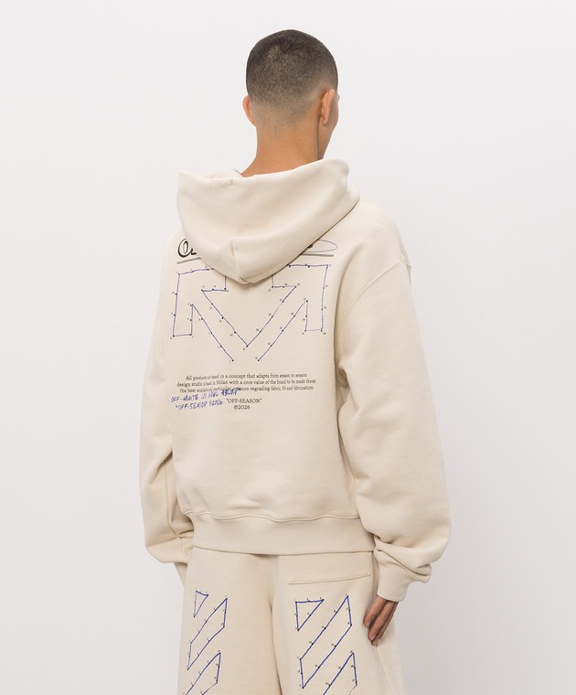 Off-White Бежевые худи с принтом Connect Dots 44MBB12NF26F00J изображение 4