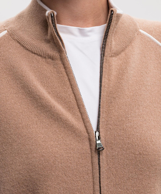 Kiton Коричневая спортивная куртка из шерсти и кашемира D62940K0584L изображение 5