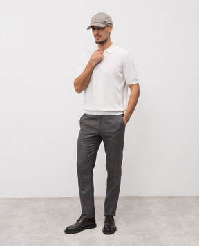 Stefano Ricci Белое поло с шелком в узор K818105P31F26171