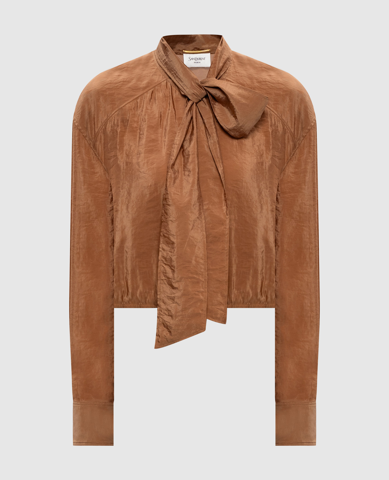 

Коричневая блуза с эффектом жатки, Коричневый, Блузы