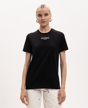 Balmain Чорна футболка з вишивкою логотипа HF1EF000BD10
