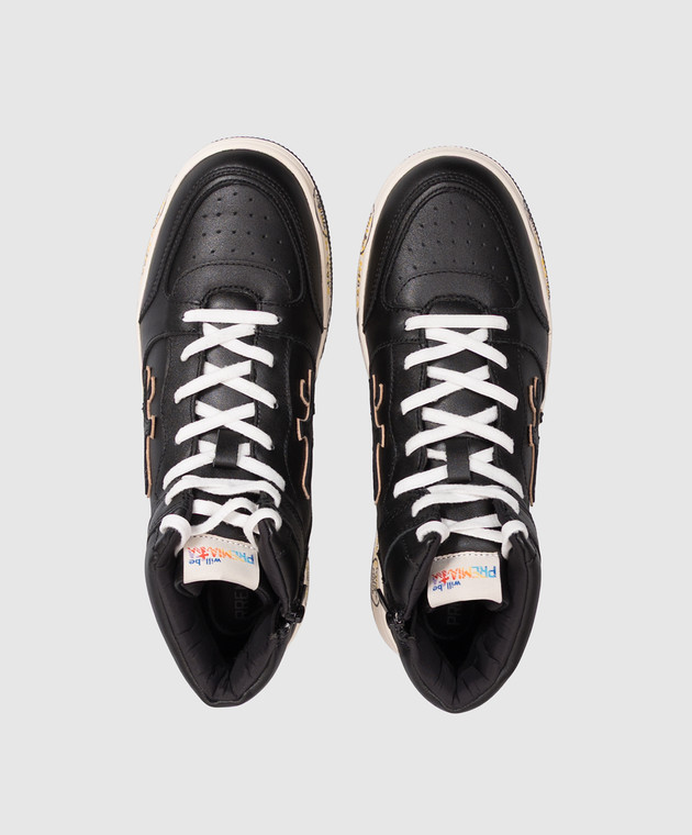 Premiata Детские черные кожаные хайтопы Marc 323694682735 изображение 4