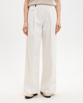 Peserico Штани з брендовою нашивкою кольору айворі P04726TS07956