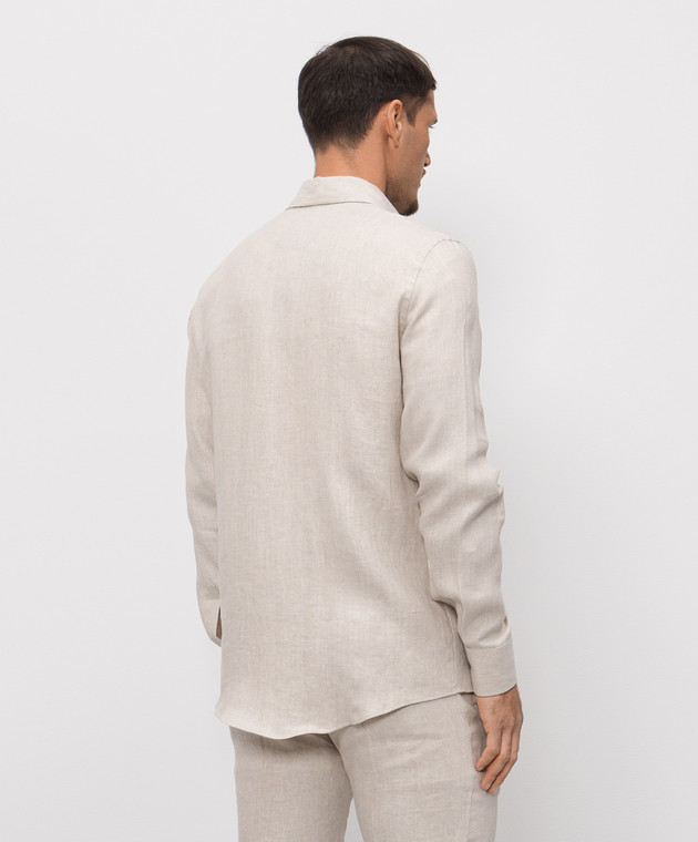 Doriani Cashmere Бежева сорочка з льону DOSLIDR4226950210 зображення 4