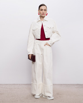 Givenchy Белая укороченная джинсовая куртка с патчем BW00US516T