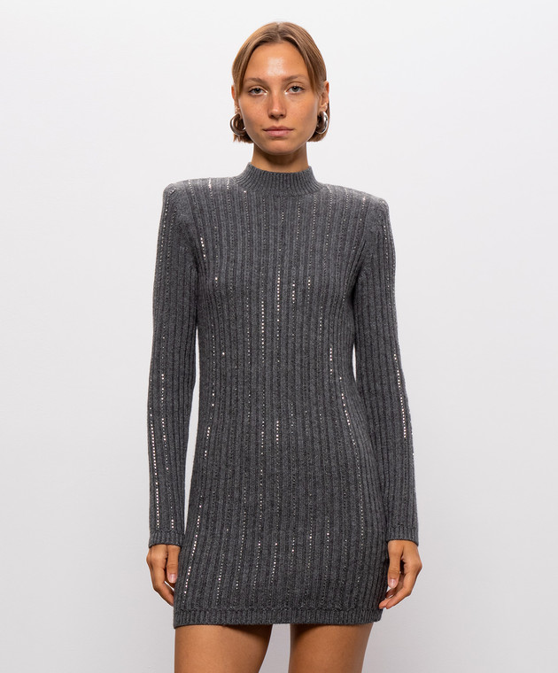 Twinset Серое платье с кристаллами 262TT3152 изображение 3