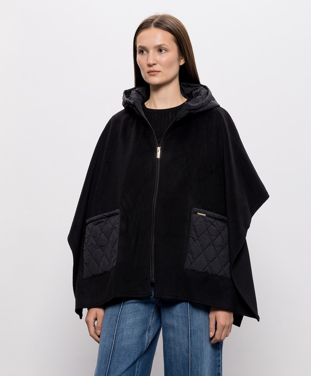 Twinset Чорне пончо з капюшоном 262LI4BLL зображення 3