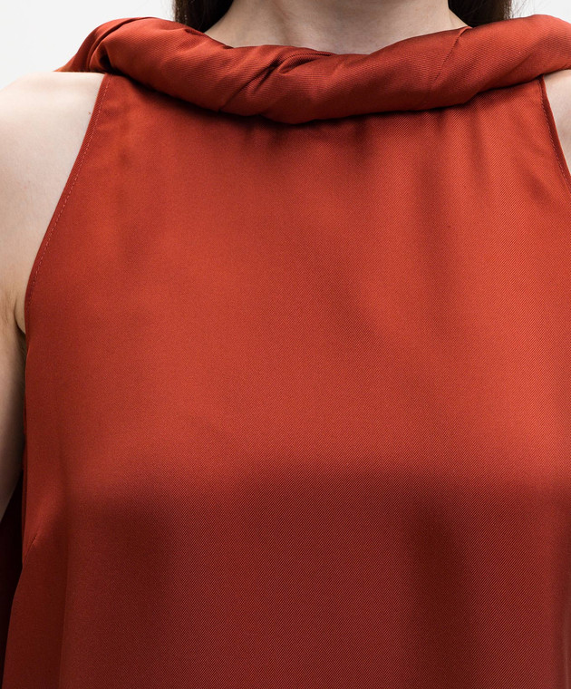 Loulou de Saison Терракотовое платье SUSAN из шелка SUSAN изображение 4