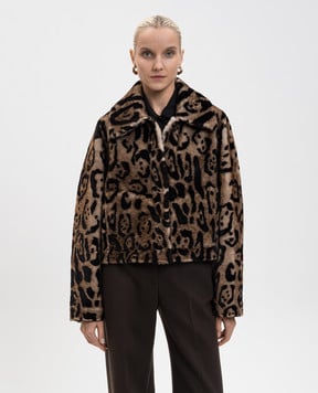 Babe Pay Pls Коричневая укороченная дубленка в анималистичный принт 2505SETA