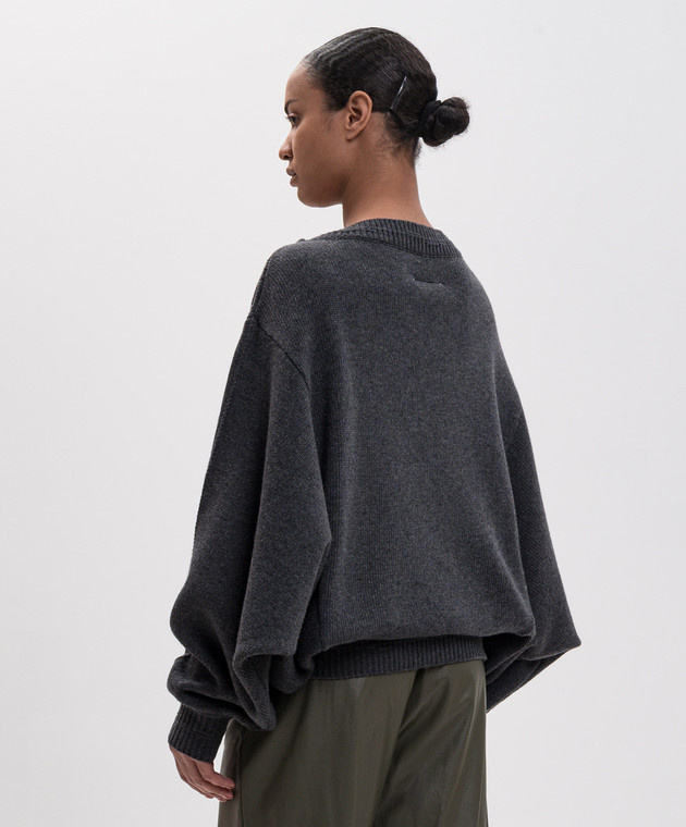Maison Margiela MM6 Серый свитер с шерстью с вышивкой логотипа S52DA0100M13287 изображение 4
