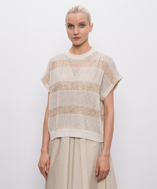 Brunello Cucinelli Жилет кольору айворі в смужку M58772820 зображення 3