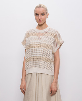 Brunello Cucinelli Жилет кольору айворі в смужку M58772820