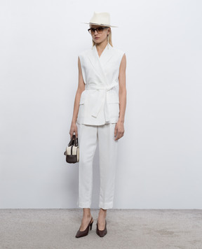 Brunello Cucinelli Білий жилет на запах з льоном MH1267754