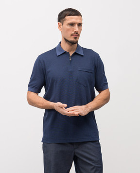 Stefano Ricci Синє поло із шовком з емблемою K919068P31T26101