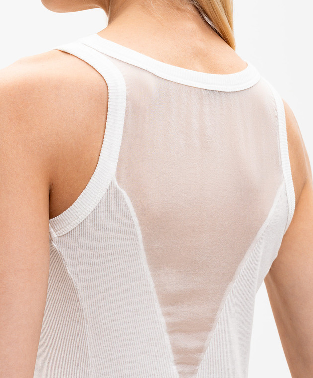 Masnada Біла майка в рубчик з акцентними швами 8092 зображення 5