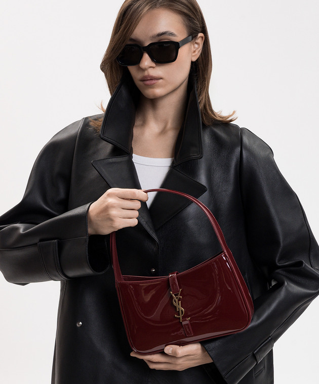 Saint Laurent Бордова шкіряна лакована сумка LE 5à7 657228B870W зображення 2