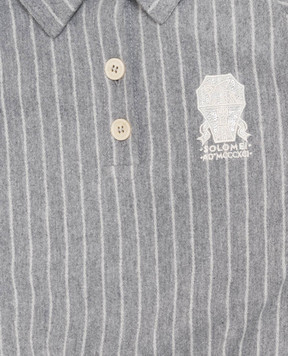 Brunello Cucinelli Дитячий сірий джемпер з коміром поло BB192E455B