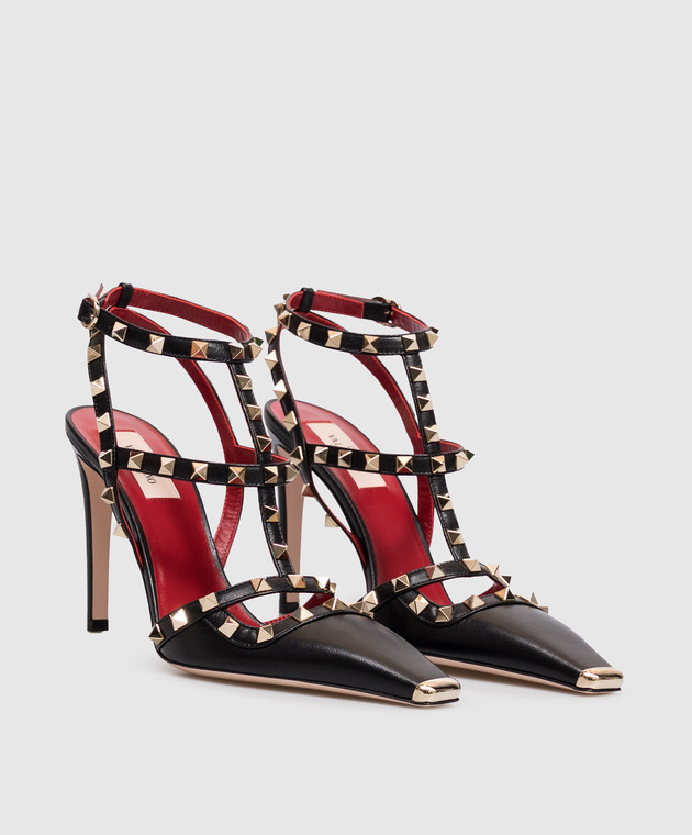 Valentino Черные кожаные босоножки Rockstud 9W2S0PV4WZD изображение 2