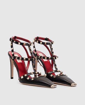 Valentino Черные кожаные босоножки Rockstud 9W2S0PV4WZD