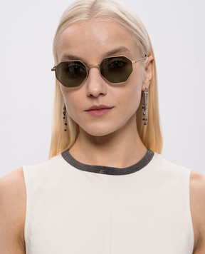 Bottega Veneta Золотисті сонцезахисні окуляри Intrecciato з титану 861361VIGA0