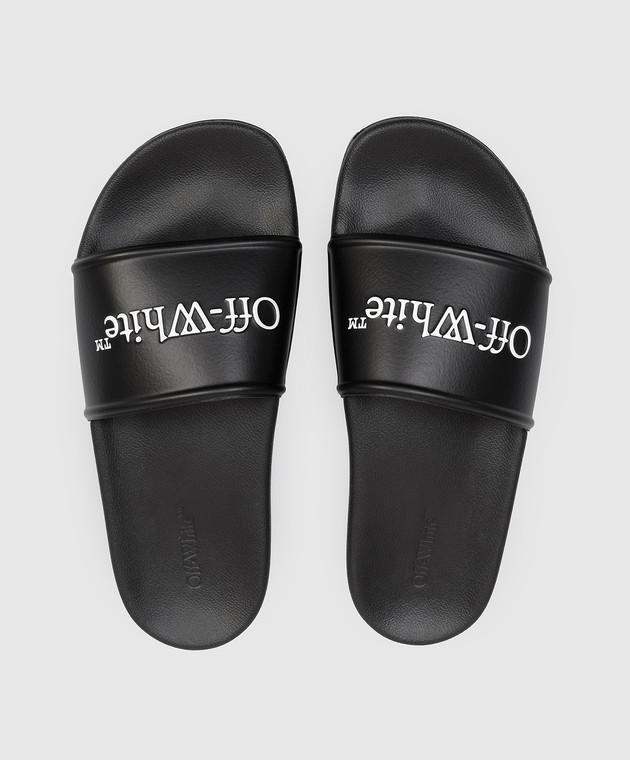 Off-White Черные слайдеры с фактурным логотипом OWIU001S26MAT002 изображение 4
