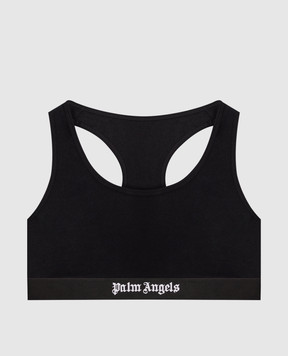 Palm Angels Черный топ с узором логотипа PLA1UWTP04SI