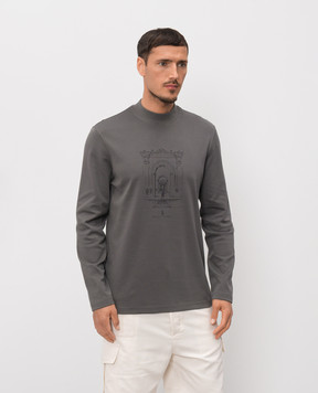 Brunello Cucinelli Серый лонгслив с принтом ML8241357P