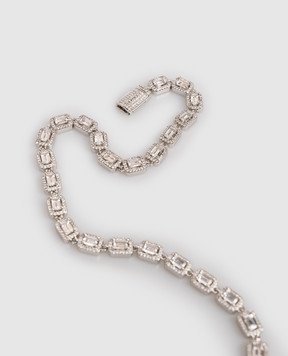 Darkai Сріблясте кольє Tennis Baguette з білим золотом DICO0077