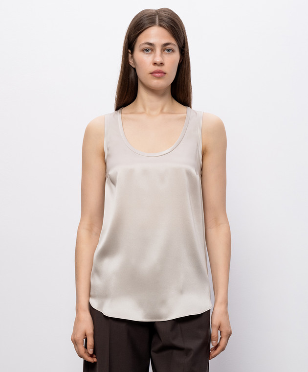 Brunello Cucinelli Бежевий топ із шовку MPC59E0600 зображення 3