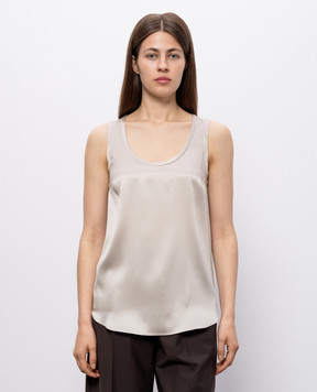 Brunello Cucinelli Бежевый топ из шелка MPC59E0600