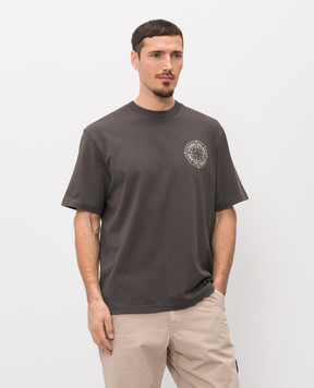 Stone Island Коричневая футболка с фактурным принтом L1S152100001S0284