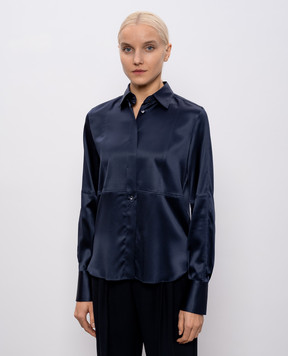 Brunello Cucinelli Синяя блуза из шелка с цепочкой мониль M0C59NR516