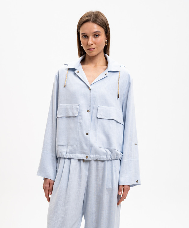 Herno Блакитна куртка з льоном GI000392D12689 зображення 3