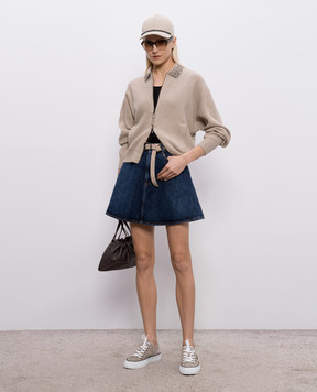 Brunello Cucinelli Бежевий кардиган з вовни, кашеміру та шовку M16232406