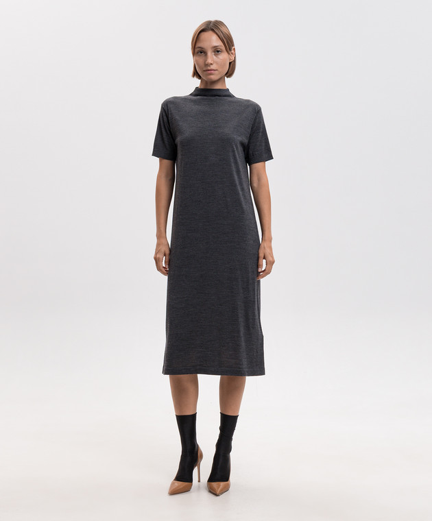 Jil Sander Сіра сукня міді з вовни J02CT0608J14857 зображення 3
