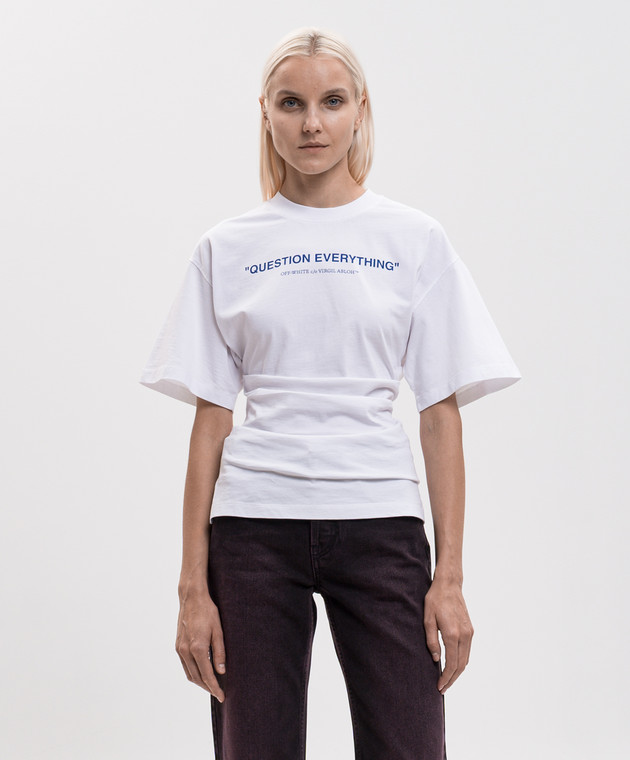 Off-White Белая футболка Question Everything 2FA00567T изображение 3